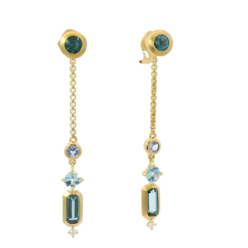 David Yurman 18k Yellow Gold Novella Gemstone & Diamond Drop Earrings