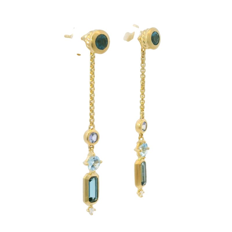 David Yurman 18k Yellow Gold Novella Gemstone & Diamond Drop Earrings