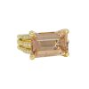 David Yurman 18k Yellow Gold Pink Morganite Emerald Cut and Diamond Ring