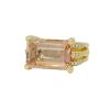 David Yurman 18k Yellow Gold Pink Morganite Emerald Cut and Diamond Ring