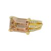 David Yurman 18k Yellow Gold Pink Morganite Emerald Cut and Diamond Ring