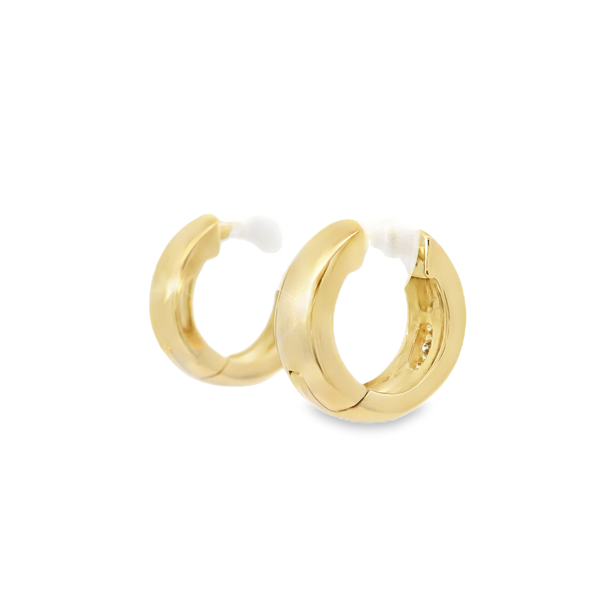 14k Yellow Gold Natural 0.15 Carat Diamond 2-Row Huggie Earrings