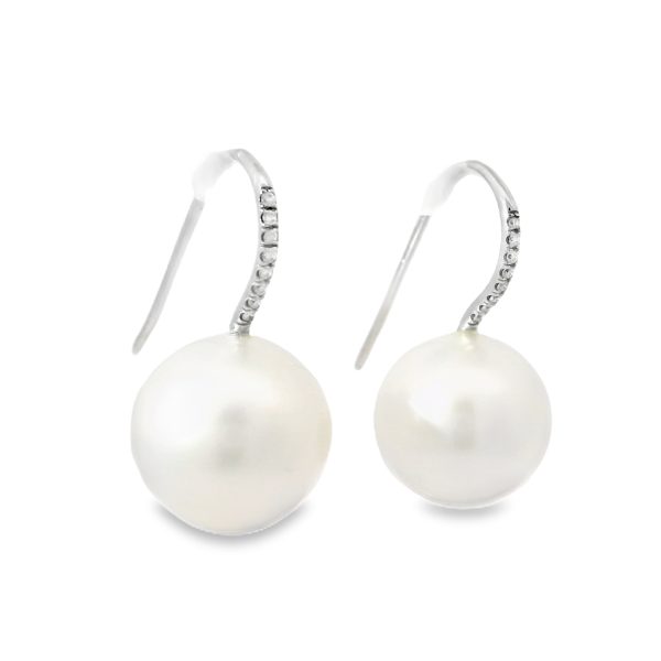 Ivanka Trump 18k White Gold South Sea Pearl & Natural Diamond French Wire Earrings