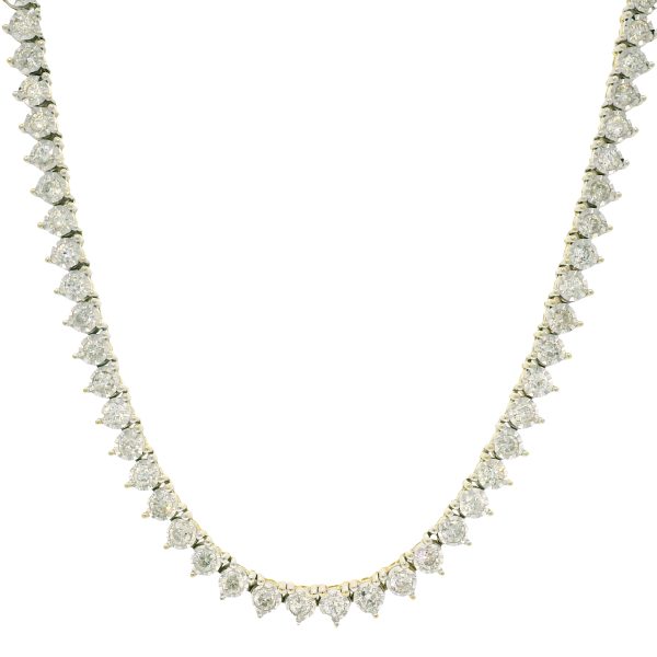 10k Two-Tone Gold Natural 4.50 Carat Diamond Illusion 3-Prong Tennis Necklace