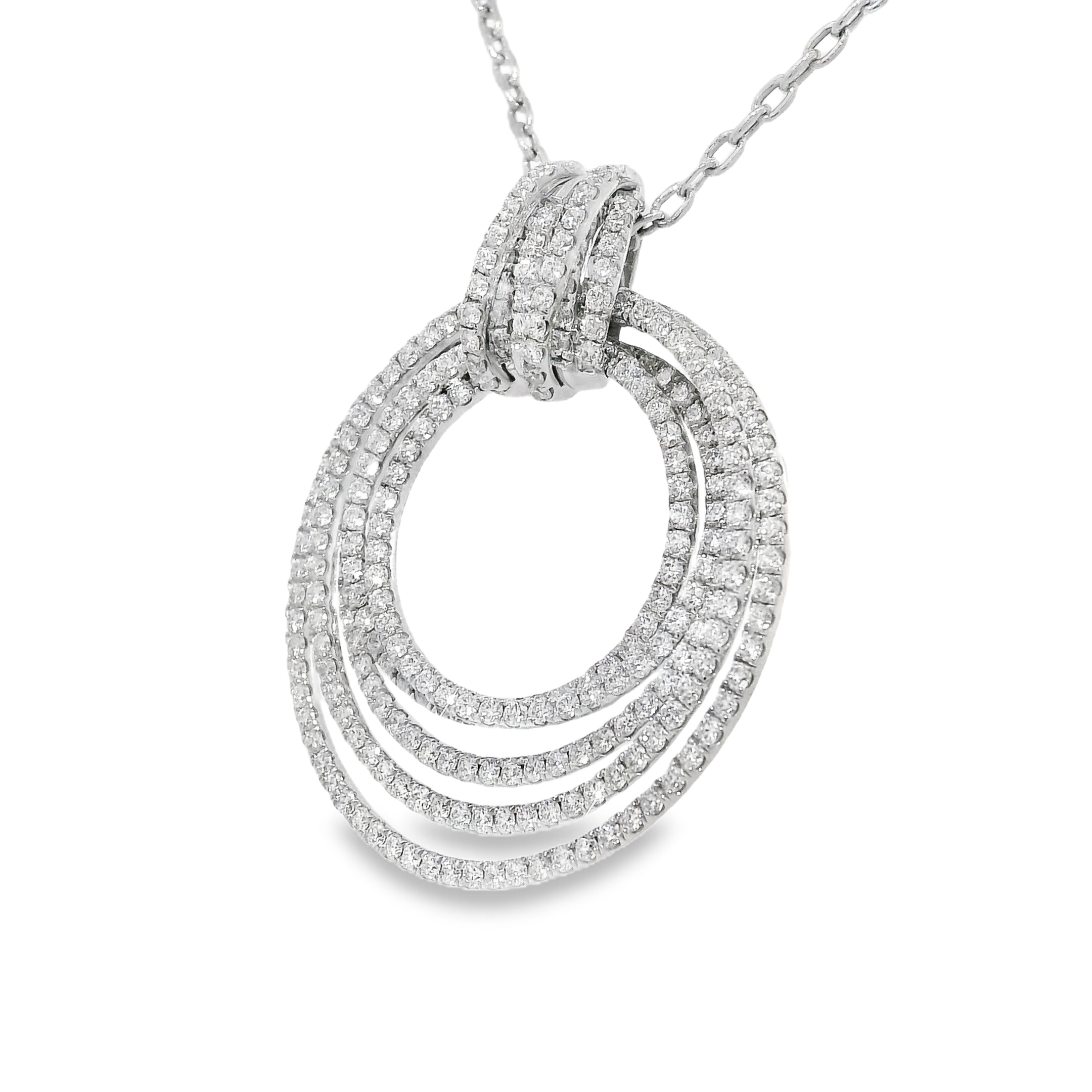 18k White Gold Natural 2.85 Carat Diamond Multi-Circle Knot Necklace