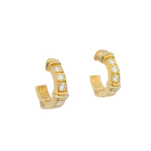 Cartier 18k Yellow Gold Diamond Contessa Small Hoop Earrings